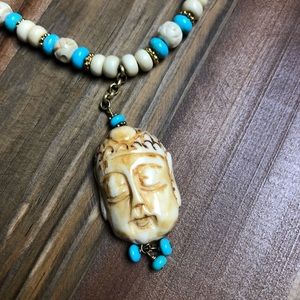 Buddha Head Beaded Pendant Necklace